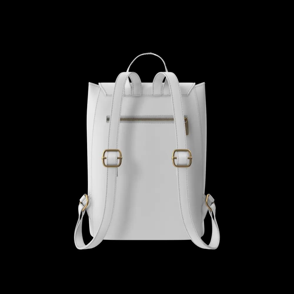 White Faux Leather Backpack 1