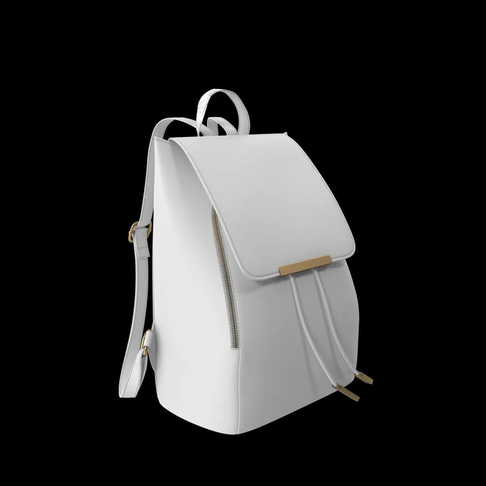 White Faux Leather Backpack 2
